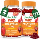 Livlig Melatonin 1 mg | Great Tasting Melatonin Gummies Kids | Gluten Free Vegetarian GMO-Free Chewable | Hjälper till att somna och stanna sömn | för barn, tonåring och småbarn | 2 Pack - 120 Gummies