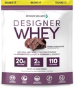 Designer Wellness, Designer Whey, Natural Whey Protein Powder with Probiotics, Fiber, and Key B-vitamins for Energy, Gluteeniton & Kosher, Double Chocolate, 2 lb
