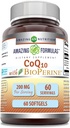 Bioperine Supplement ilə Amazing Formulas CoQ10 - Xidmət başına 200 Mg / 60 Softgels / Gluten-Free / ABŞ