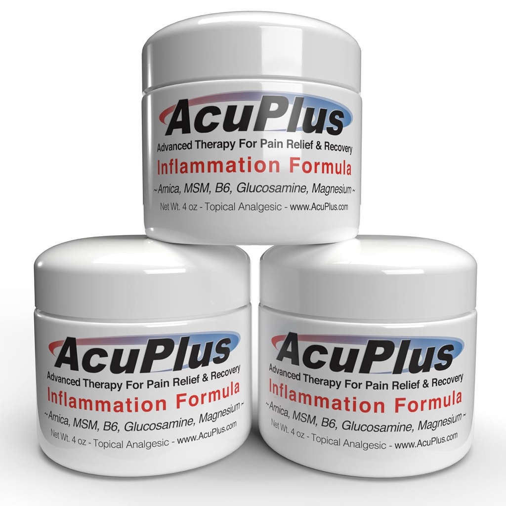 AcuPlus - Advanced Pain Relief Topical Anti Inflammatory Cream to Soothe Muscle & Joint Pain - Αρθρίτιδα, Bursitis, & Τενοντίτιδα - Fast-Active Formula with Natural Ingredients - 4 oz. κάθε, Συσκευασία των 3