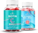 BeLive Biotin og Multivitamin D3 & B12 Bundle for hårvekst, sunn hud og negler, forbedret bein og muskel styrke, hearth helse og energi