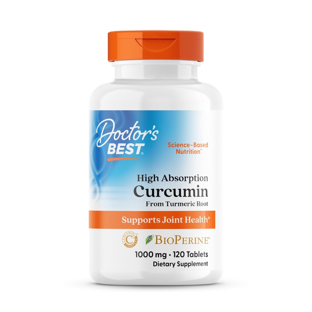 Doctor's Best Curcumin From Turmeric Root with C3 Complex & BioPerine, Benefit the Joints by Helping to Neutralize Free Radicals, Non-GMO, Gluten Free, Soy Free, Joint Support, 1000 mg, 120 Tablets
