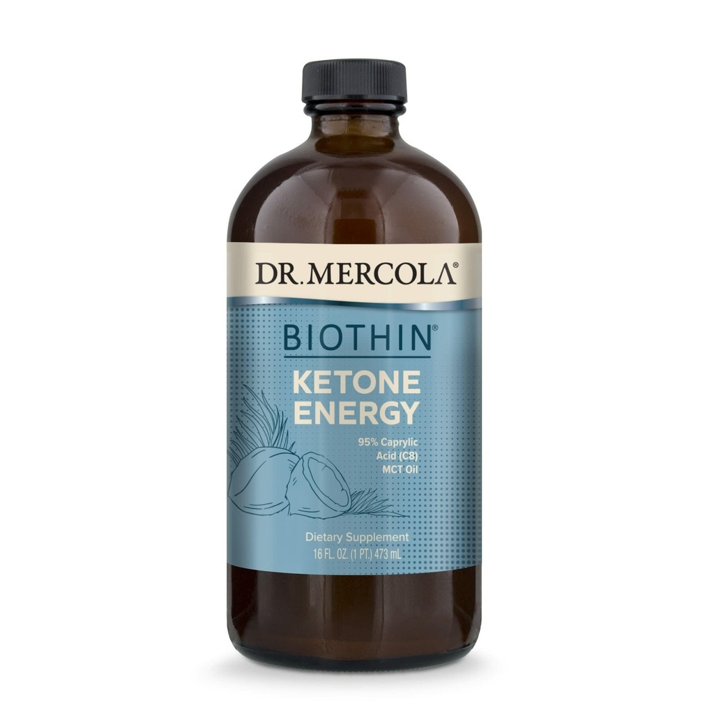 Dr. Mercola Biothin Ketone Energy MCT Oil - Supports Energy & Ketone Production - C8 & C10 Medium-Chain Triglycerides - Non-GMO, Gluten-Free & Soy-Free - 31 Servings (16 Fl Oz)