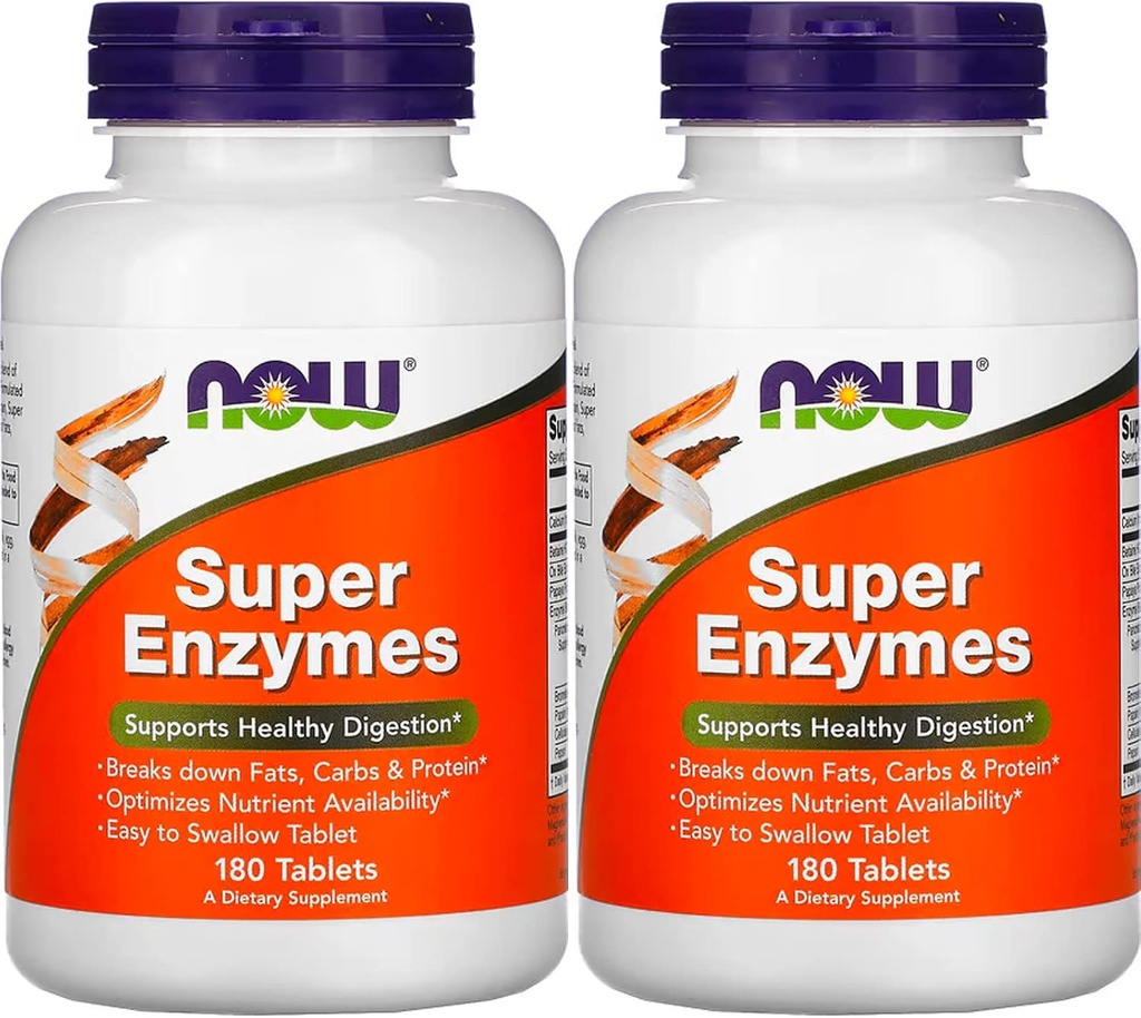 NOW Foods Super Enzymes, 180 compresse (180 Tabs X 2)