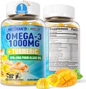 Vegan Omega-3 Gummie 1000mg + Kurkuma - Omega 3 Fischöl Alternative für Erwachsene - Algae DHA 600mg & EPA 300mg, Vitamine A, C, E, Zink & MSM, Zuckerfrei, 60 Cts