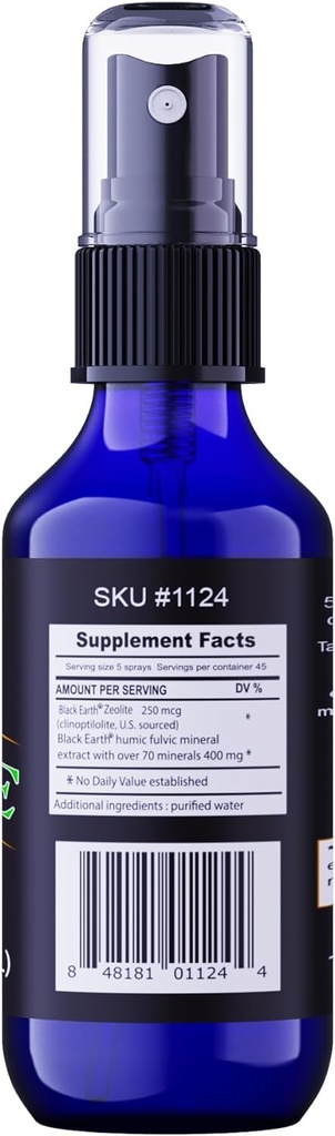 Black Earth Zeolite dengan Humic Fulvic Acids, Trace Minements, untuk Dewasa dan Anak-anak Mendukung Kesehatan Gut, Dukungan Imune, Gangguan dan Penghapusan dan Lebih 1oz Liquid Pompa Spray Suplemen (2 Pack)