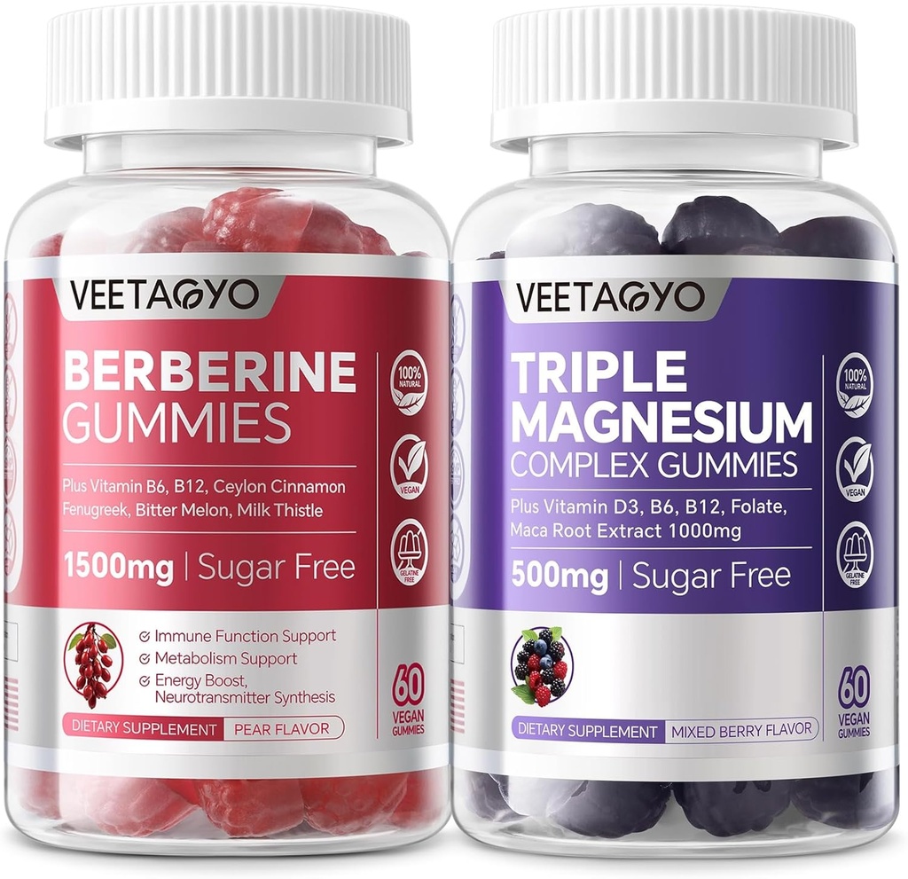 Berberiini Gummies 120 Counts + Magnesium Gummies 120 Counts