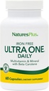 NaturesPlus Ultra One Daily Iron Free - 60 cápsulas de acción rápida - multivitamínico e mineral con betacaroteno - Vegan, Gluten gratis - 60 servizos