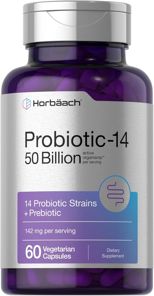 Horbaach Propoles for Women and Men 124; 60 Capsules 124; 14 Prototic Strains dengan Prebiotic 124; 50 Milyar Aktif Organisme; Non-GMO & Gluten Free Suplemen