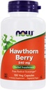 NOW Hawthorn Berry 540mg, 100 Veg Capsules (Pack of 4)