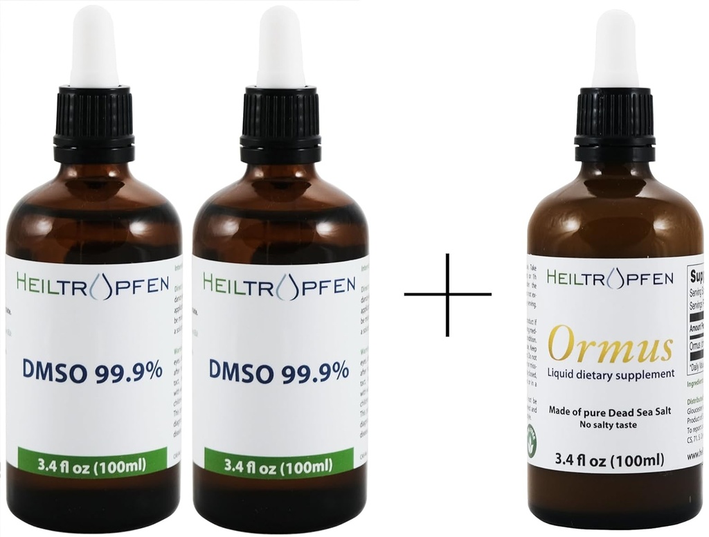 Bundle/Set of 2X DMSO 99.9% 3.4 унції + Ормус 3.4 Фл Оз Концентрований Ормеш Heiltropfen