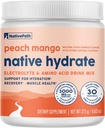 NativePath Native Hydrate, Zero Sugar, Electrolytes Powder with BCAA, Peach Mango Hydration, Keto & Paleo Friendly, 30 Służenia