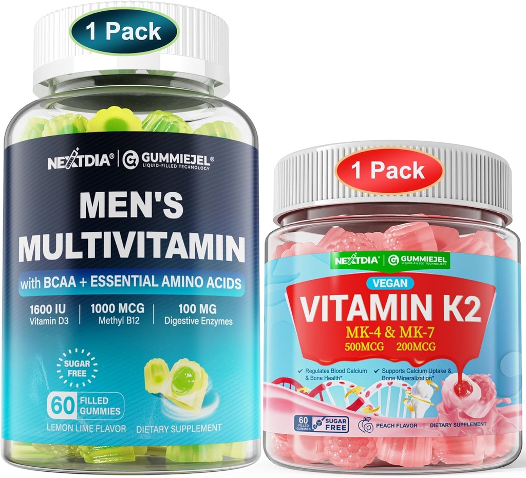 Dundl: Metilintas multivitaminų vyrams Gummies & Vitaminas K2 Gummies