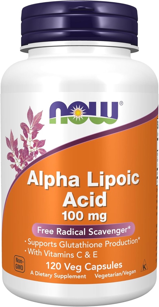 Suplemen Sekarang Foods, Alpha Lipoic Acid 100 mg dengan Vitamin C & E, Free Radical Scavenger *, 120 Veg Capsules
