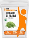 BulkSupplements.com Organic Alfalfa Grass Powder - Alfalfa Supplement, Green Superfood Powder - Vegan & Gluten Free, 5g per Serving, 250g (8.8 oz) (Pack of 1)