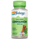 SOLARAY True Herbs Cinnamon Bark 1000mg - Ground Cinnamon Supplements - Herbal Support for Overall Wellness - Non-GMO Project Verified - Vegan Capsules, 60-Day Guarantee - 30 Servings, 60 VegCaps