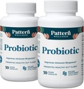 Pattern Wellness Probiotic Supplement - 51 miljardia PMY - Tukee Ruoansulatustasapainoa & Gut Wellness - Mielihyvin lähde, ei-GMO - 60 vegan kapselit