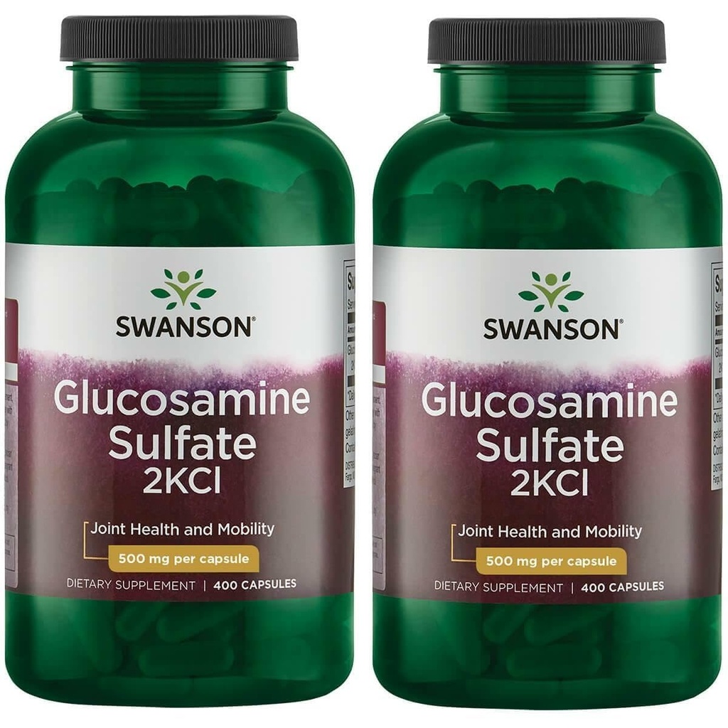 Swanson Glucosamine Sulfate 2Kcl 500 mg 400 Caps (2 Pack)