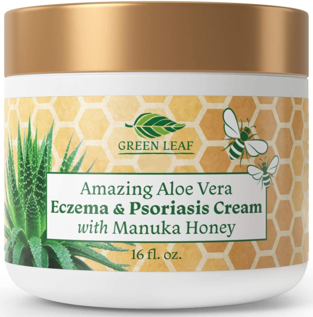 Manuka Honning Eczema Krem Moisturizing Lotion For Psoriasis Relief - kløe, tørr hud Rash Ointment -Skin Soothing Moisturizer Baby Kids & voksne-høy styrke kropp & ansiktskrem 16oz