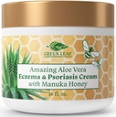 Manuka Honey Eczema Cream Moisturizing Lotion för Psoriasis Relief - Itchy, Dry Skin Rash Ointment - Skin Soothing Moisturizer Baby Kids & Adults-High Strength Body & Face Cream 16oz