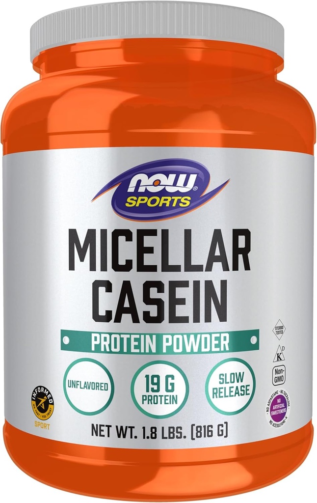 JETZT Lebensmittel Sporternährung, Micellar Casein 19 g, langsame Freisetzung, Unflavored Powder, 1.8-Pound