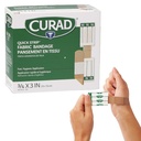 CURAD Quick Strip Fabric Brushe Bandages with Fast Application, 3/4" x 3", Box of 100