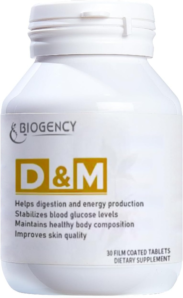 D&M 1 Pack 30 Count Skincare Support Supplement - 소화 및 에너지 생산에 도움은 건강한 몸은 Folic 산, 비타민 B1, B2, B7를 가진 피부 질을 개량합니다