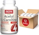 Fórmulas Jarrow Acetil L-Carnitina 500 mg, Suplemento dietético, Suporte Aminoácido para Saúde do Cérebro e Antioxidantes, 60 Cápsulas Veggie, Fornecimento de 60 dias (Pacote de 12)