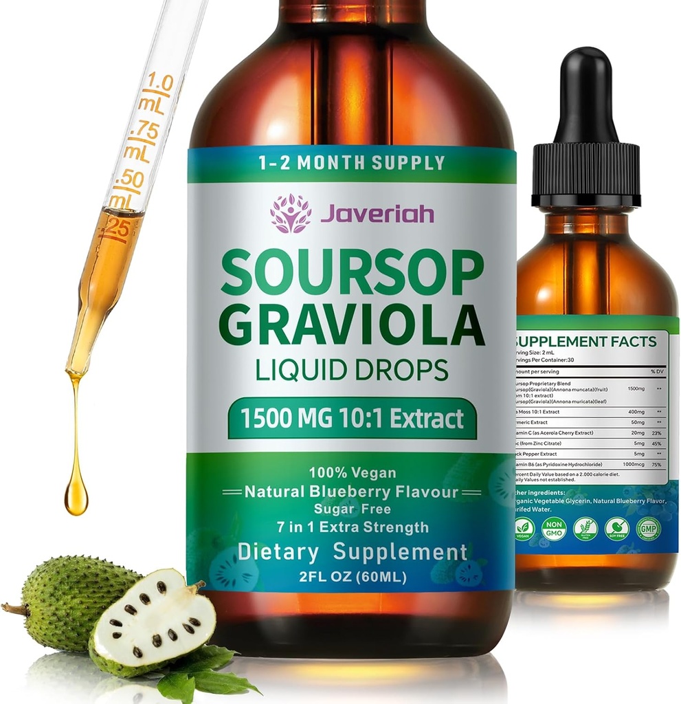 Surspop Graviola Pilida Plups Supplement with Sel Mos Resulse, Sursop silters sourspils for Serpell & Resel, Immunity, Ver, Antooxidant, Gravola Leets left sweets tailed 2 เดือน 60ML.