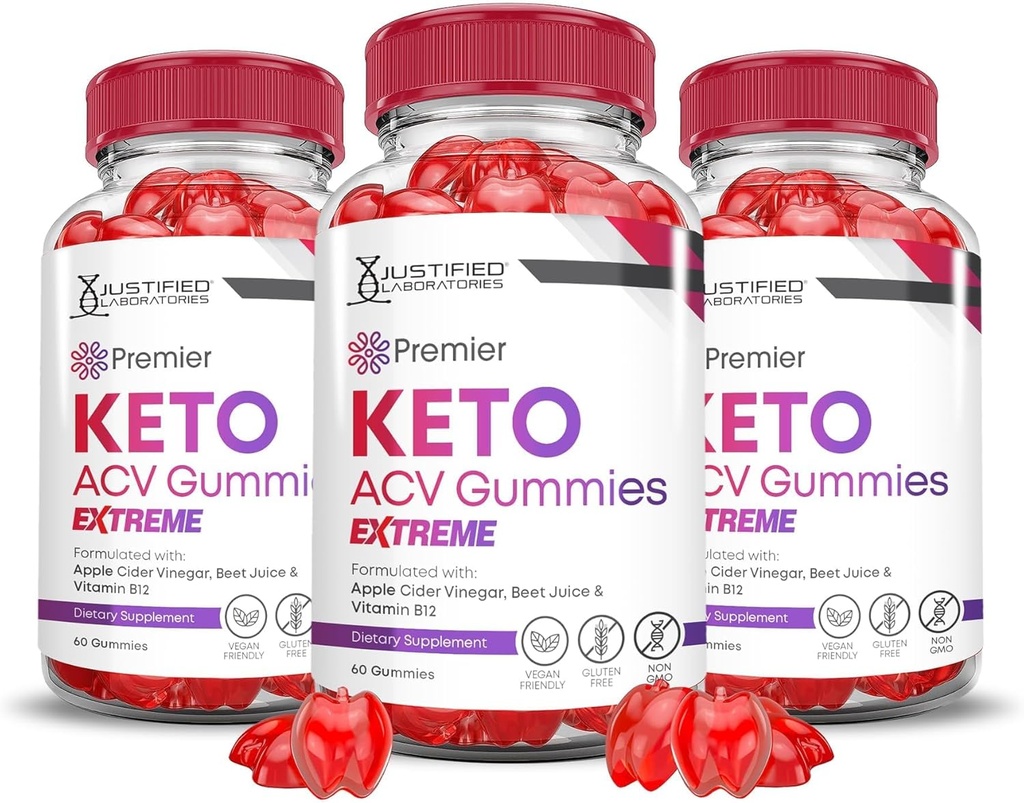 مختبرات مبررة (3 Pack Premier Keto ACV Gummies Advanced Weight Loss Extreme 2000MG Premier Formulated with Pomegranate Beet Juice Powder B12 Vegan Non GMO 180 Gummys