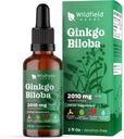 Ginkgo Biloba kivonat cseppfolyós 2000 mg (Ginkgo biloba L.) Gyógynövény kiegészítés Abszorbs Jobb, mint kapszula, 1 hónap ellátás, 84 szervíz, alkoholmentes tinktúra - 2 Oz, csomag 1
