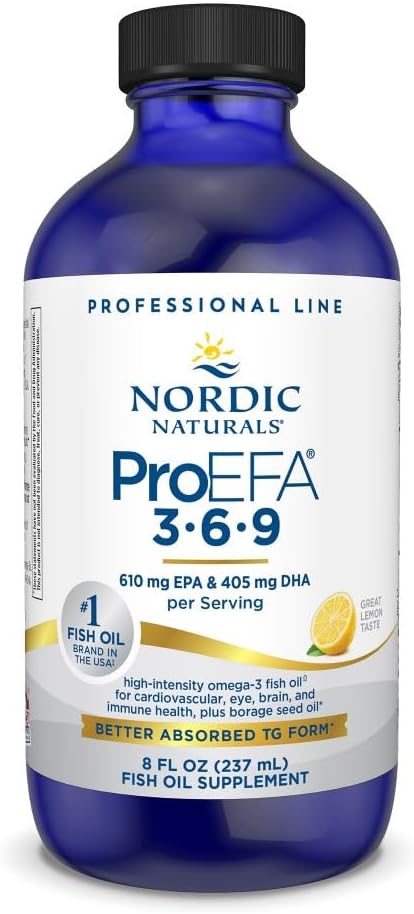Nordic Naturals ProEFA 3-6-9, Lemon Flavor - 8 oz - 1270 mg Omega-3 - EPA & DHA med tilsatt GLA - sunn hud, kognisjon og positiv mood - Non-GMO - 48 Services