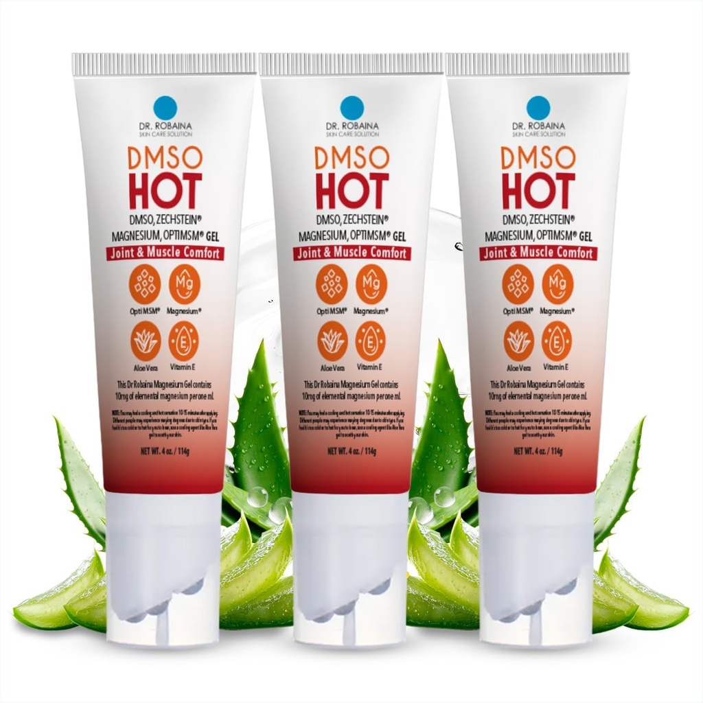 Dr. Robaina DMSO HOT Roll-On - 99.9% Pure Pharmaceutical Grade | Multi-Ball Applicator for Targeted Heat | Zechstein Magnesium, MSM, Arnica, Aloe Vera, Vitamin E - 4 oz | Made in USA