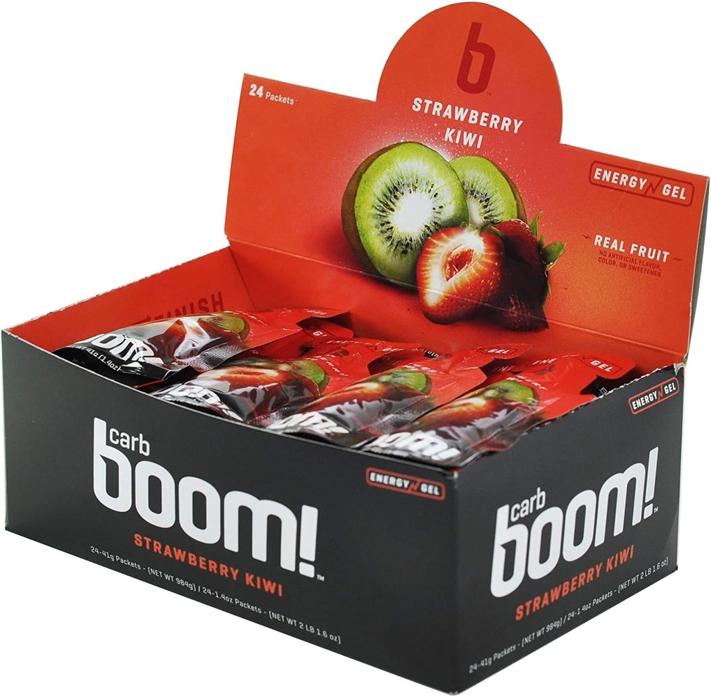 Boom Nutrition - Carb Boom Energy Gel - Fruit- Ochucené energetické gely - Cvičení Gel - Energy Gel pro cyklistiku - Běžící gel - Přírodní energie Gel - Variety 6 Flavors (4 Každý) - 24 Pack