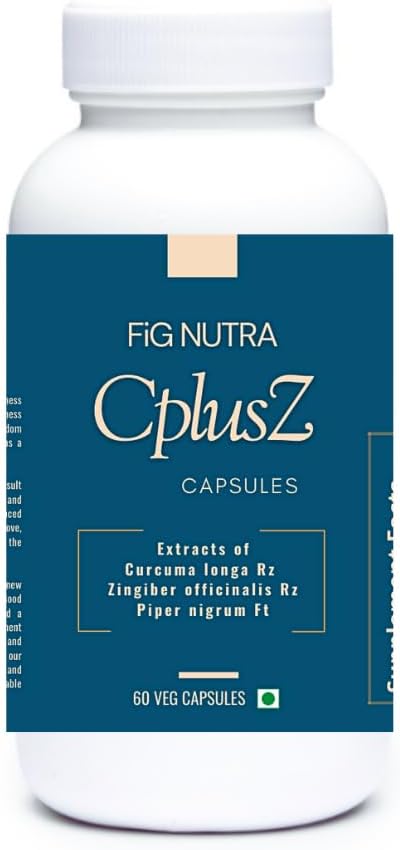 FiG Nutra CPlusZ: Nagy potencia kurkumin fekete bors & Ginger kivonatok - Enhanced Formula Joint & Metabolic and Antioxidant Support - 60 Veg Caps
