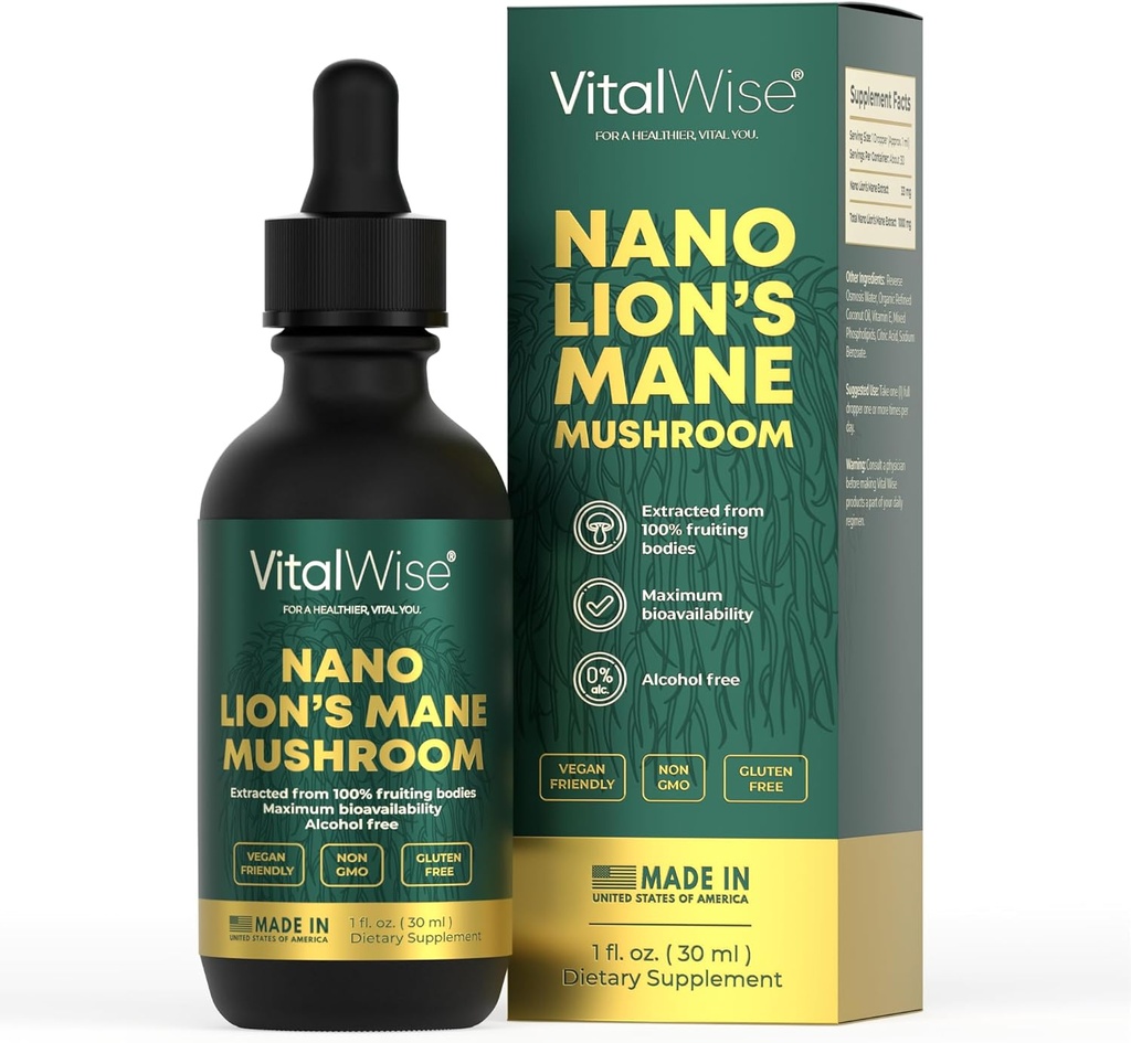 Nano Lion's Mane Mushroom Tincture - Fast & Maksimum Absorbaq Beyin & Immune Daxili Yadda saxla