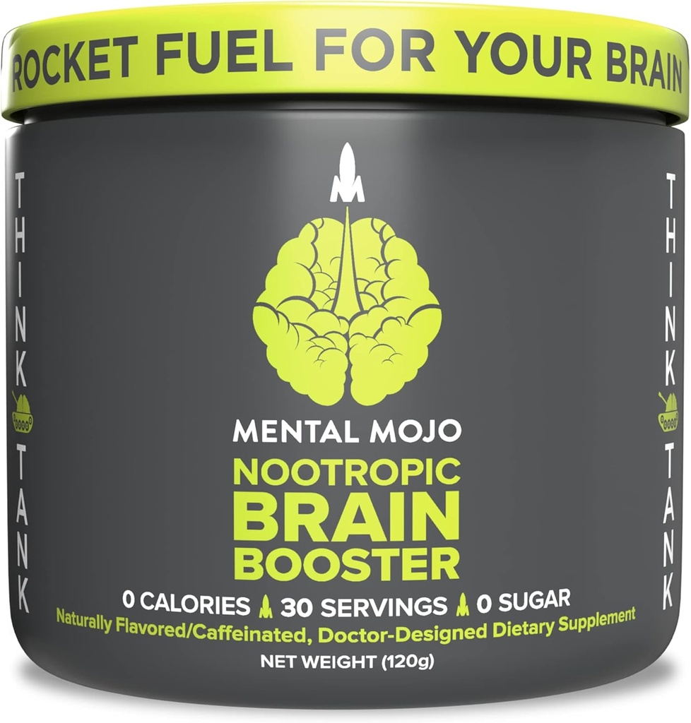 Nootropic Brain Booster (30 משרתים) Nootropic Drink & Brain תוסף - תמיכה באנרגיה, פוקוס וזיכרון - Zero Calories, Sugar Free - קיווי סטרברי