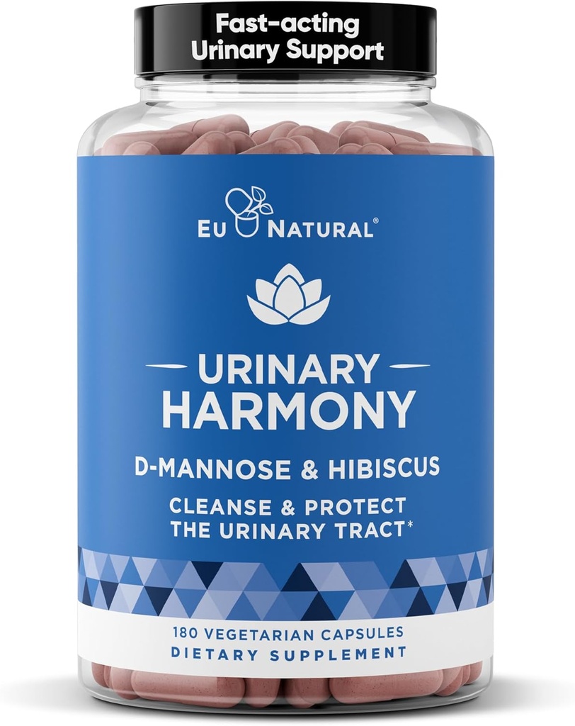 Harmony urinario D-Mannose Supplemento – Salute del tratto urinario per le donne – Cleanses e Flushes il sistema urinario – Potente formula di resistenza clinica con DMannose e Hibiscus – 180 capsule di rapida attuazione