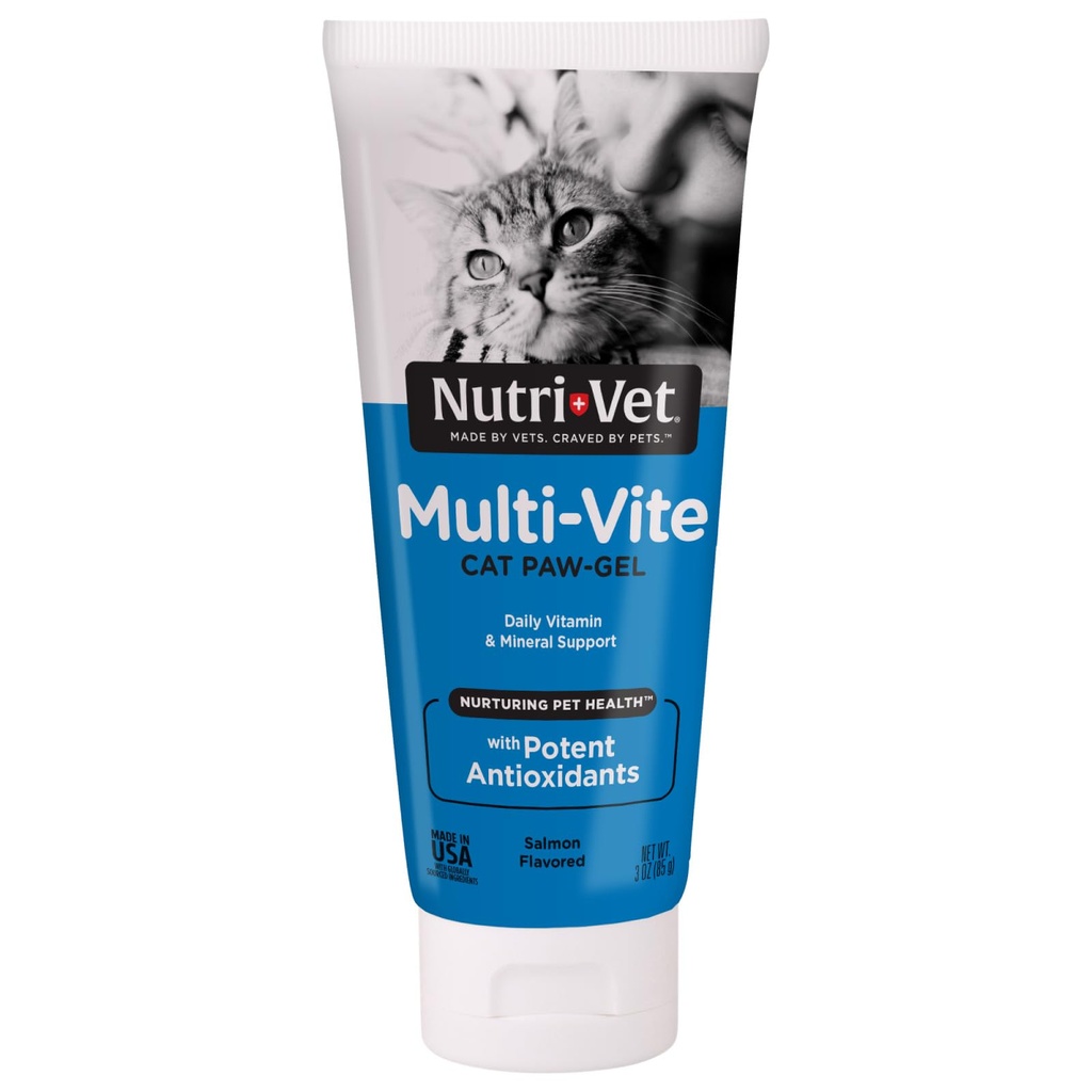 Nutri-Vet Multi-Vite Paw Gel for Cats, Daily Vitamin, Kitten Supplies, Immune Support, Cat Vitamin, Potent Antioxidants, Multi-Vitamin Paw Gel, Senior Feline Supplements, 3 oz