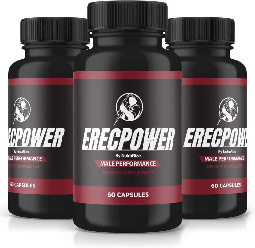 (3 Pack) ErecPower for Men, ErecPower Pills Ofizialak, Gizon natural guztien osagarria, kapsula Energia eta Osasun orokorra bultzatzeko, Erec Energiaren euskarria goi-erabilerarako, bitamina, berrikuspena (180 kapsula)