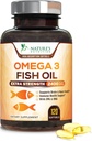 Omega 3 Fish Oil 2400 mg - Triple Strength EPA & DHA Fatty Acids for Heart, Brain & Joint Support - Wild-Caught, Burless, Lemon Flavor Supplement - Natural, Non- GMO, Gluten- Free - 120 Softgels