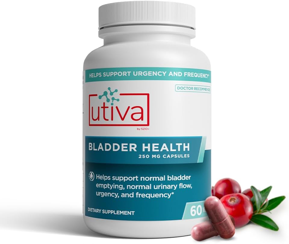 Szio+ Utiva Bladder Gezondheid - Control Supplement voor Overactieve Bladder en Lagere Urine Tract Gezondheid - Klinisch bewezen om frequentie en Urgency te verminderen - 60 capsules