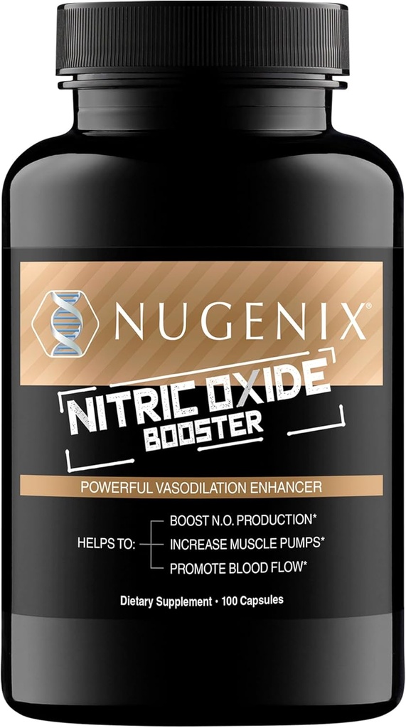 Nugenix Nitric Oxide Booster Supplement - Nitric Oxide Flow, L-Arginina, L-Citrulina, Pine Bark Extract - Vasodilatador - 100 Cápsulas