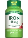 Nature's Truth Iron Tablets 65mg | 240 Count | 325mg Ferrous Sulfate | Vegan, Non-GMO & Gluten Free Supplement