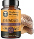 Mushroom Wellness everyday 10: Organic 10-in-1 Mushroom Capsules with Lion's Mane, Shiitake, Reishi, Turkey Tail ' More, Mushroom Powder supplement, Immune ' Nervous System Support, 90 Vegan Capsules