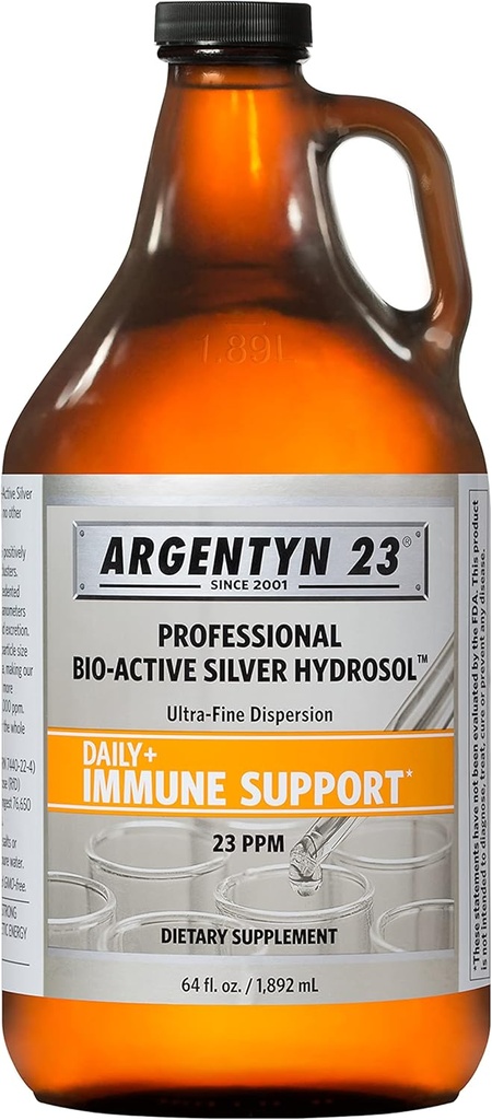Agenty 23 chuyên gia Immune Suppy Silver, Bio-Ative Silver Hydrosol, 23 ppm, Liquid Top, 64 Fl Oz (1.892 mL)