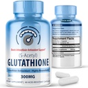 S-Acetyl L-Glutathione 300mg - 60 Acid-Resistant Capsules, High Bioavailability S Acetyl Glutathione Supplement for Cellular Wellness & Skin Support, Pure L-Glutathione Antioxidant Support Capsules