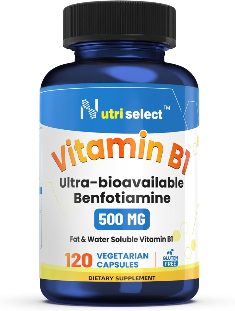 with 500 mg of Vitamin B1 per Capsule, This Product Comes in a Pack of 120 Capsules and is Non-GMO, Vegan, and Gluten-Free