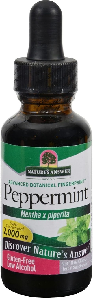 Nature's Answer Peppermint Leaf Mentha x Piperita Gluteen Alkoholivaba taimset toidulisandit toetab tervislikku seedefunktsiooni *? 1 FL Oz