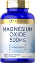 Carlyle Magnesium Oxide 500mg | 120 Capsules | Premium Quality | Non-GMO and Gluten Free Supplement